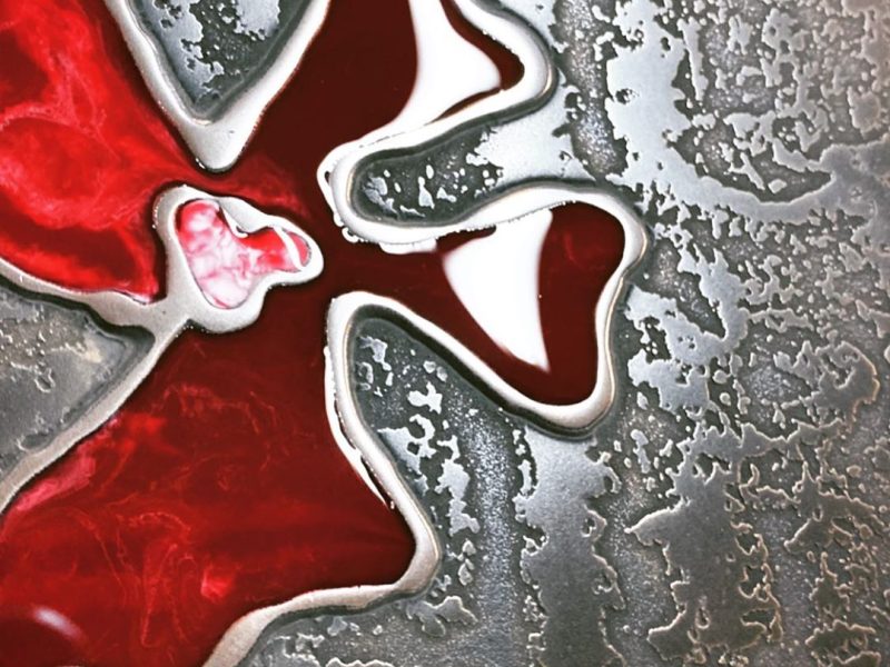 Red Flower Liquid Metal Sheets
